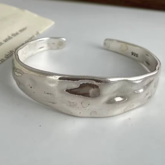 925 Silver Hammered Cuff #1550 - Picture 5 of 7